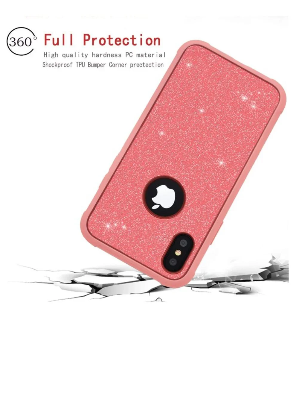 2 NEW iPhone Xs 1Os X 10 Case Cover Pink Glitter Sparkle Protective Shockproof